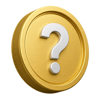 Signo de pregunta sobre una moneda decorativa dorada en 3D, ubicada en la sección de preguntas frecuentes